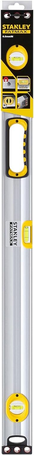Stanley FatMax Wasserwaage II (90 cm Länge, 1 horizontale/2 vertikale Libellen, Hohlprofil, Aluminiu