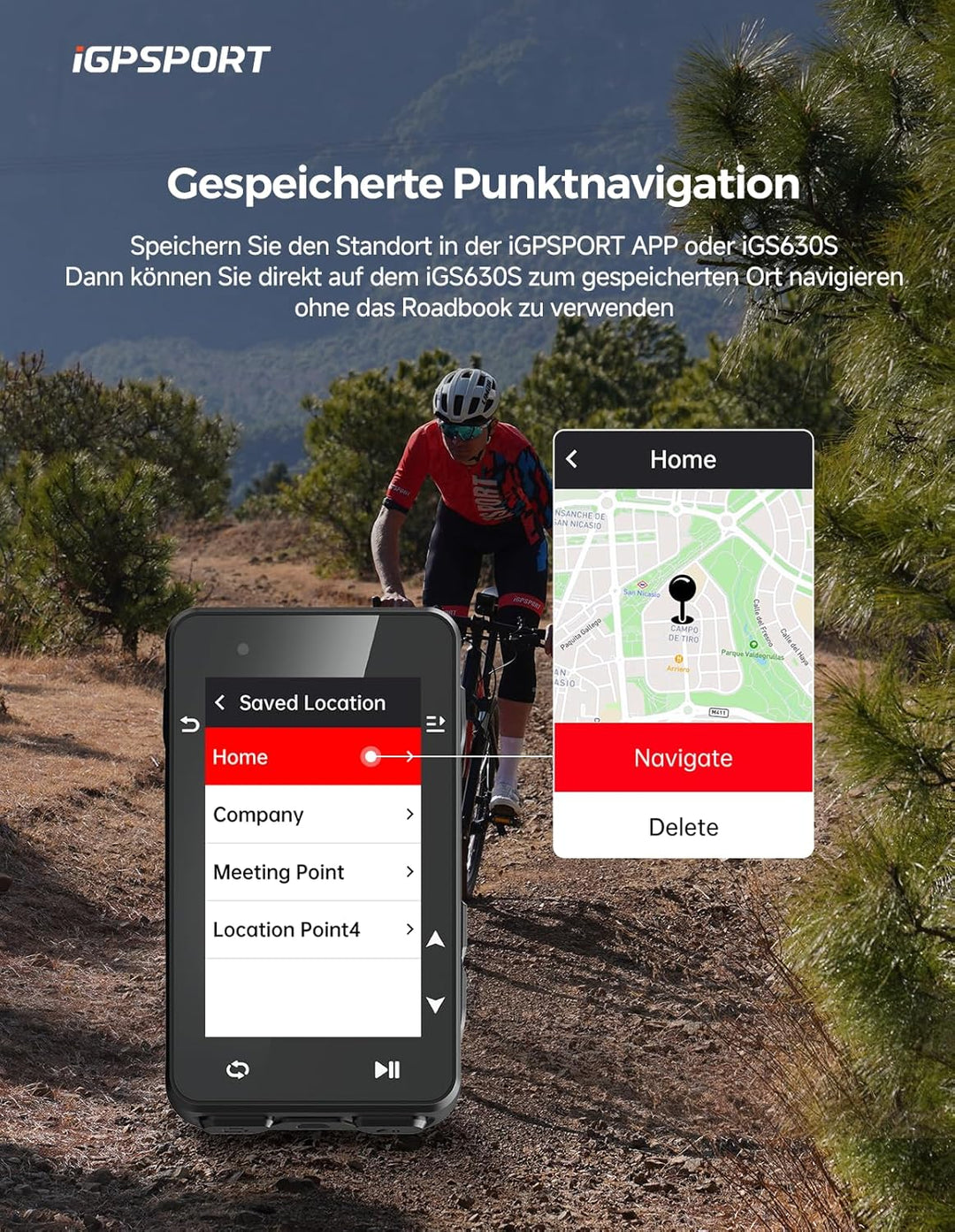 iGPSPORT iGS630S Fahrradcomputer GPS, 2.8'' Bildschirm mit Map Navigation Segment Climb Funktion Wir