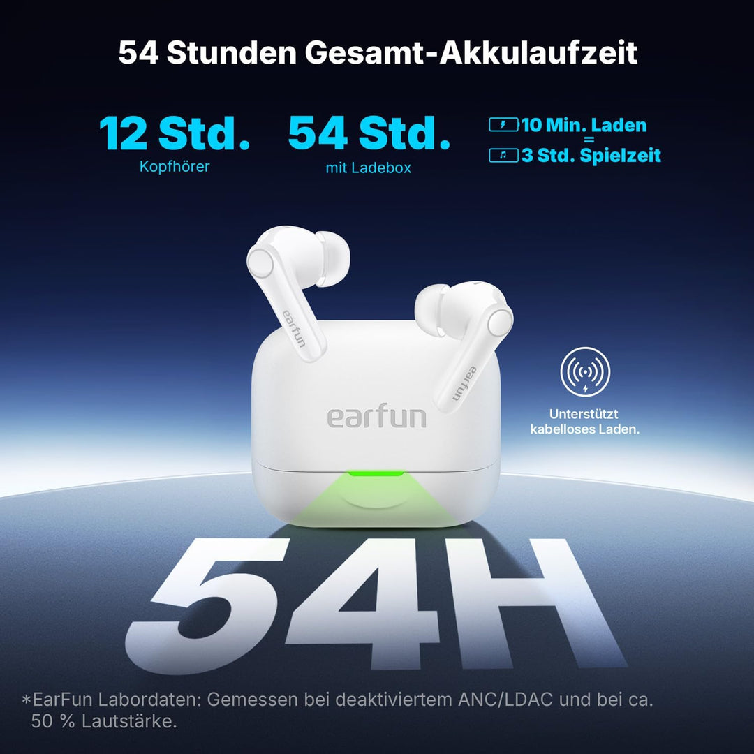 EarFun Air Pro 4+ Bluetooth Kopfhörer mit Noise Cancelling, Hybrid-Treibersystem, Hi-Res Audio, aptX