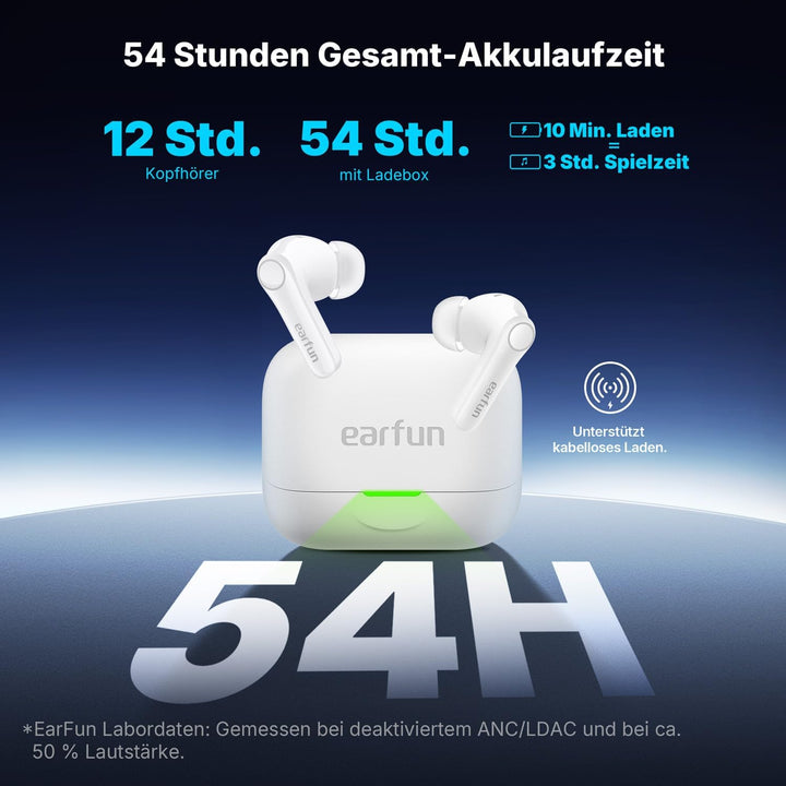 EarFun Air Pro 4+ Bluetooth Kopfhörer mit Noise Cancelling, Hybrid-Treibersystem, Hi-Res Audio, aptX