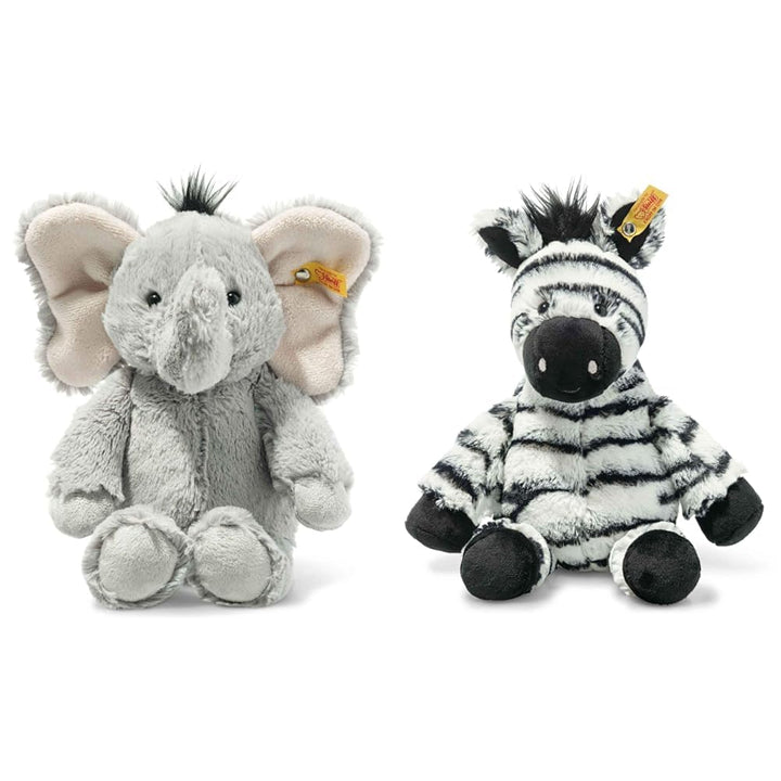 Steiff Ella Elefant grau 30 cm, Soft Cuddly Friends Kuscheltier & Zora Zebra weiss-schwarz 30 cm, So