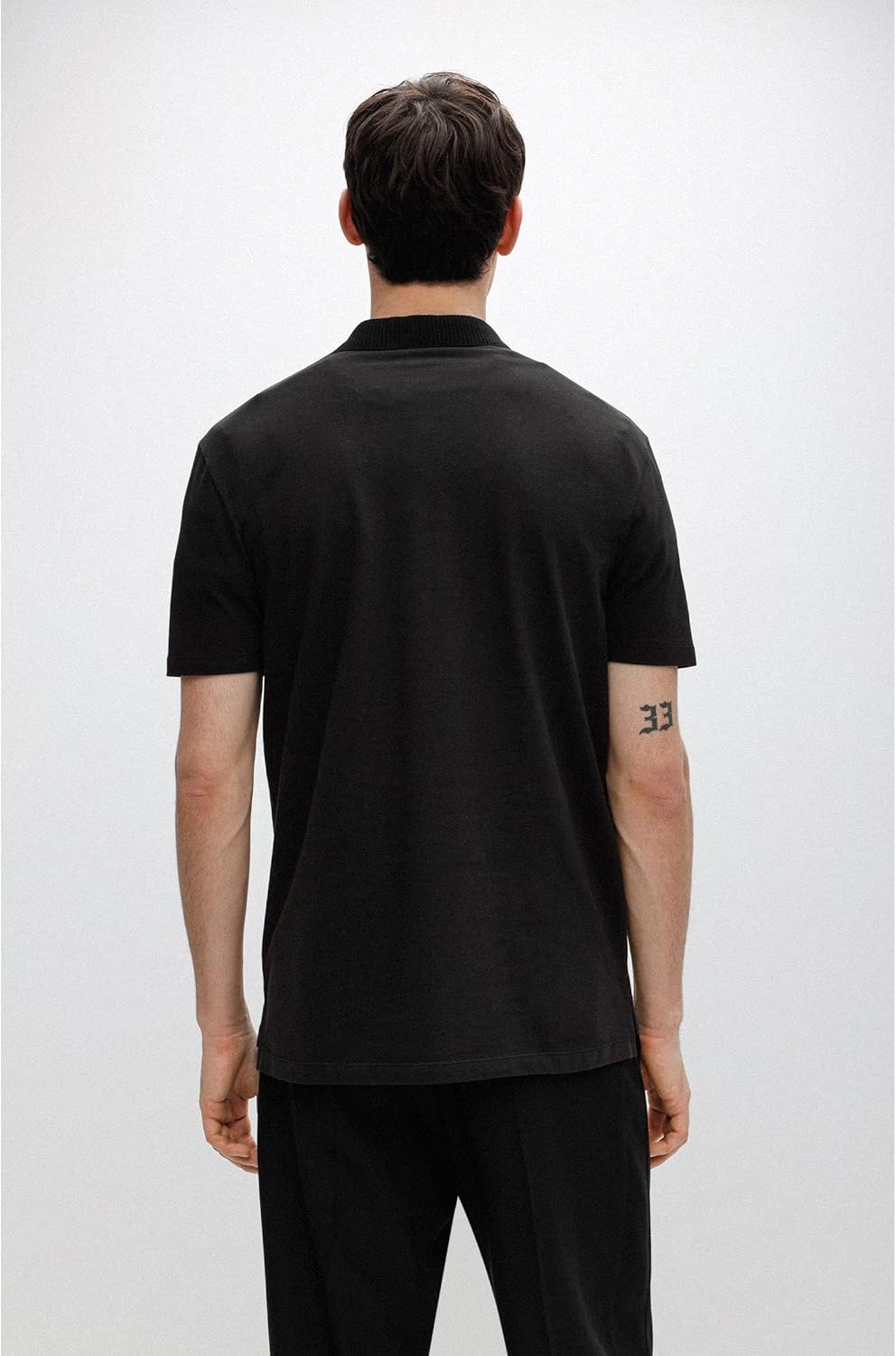 HUGO Herren Dichelangelo Poloshirt aus Baumwoll-Piqué mit rotem Logo-Tape Schwarz XL
