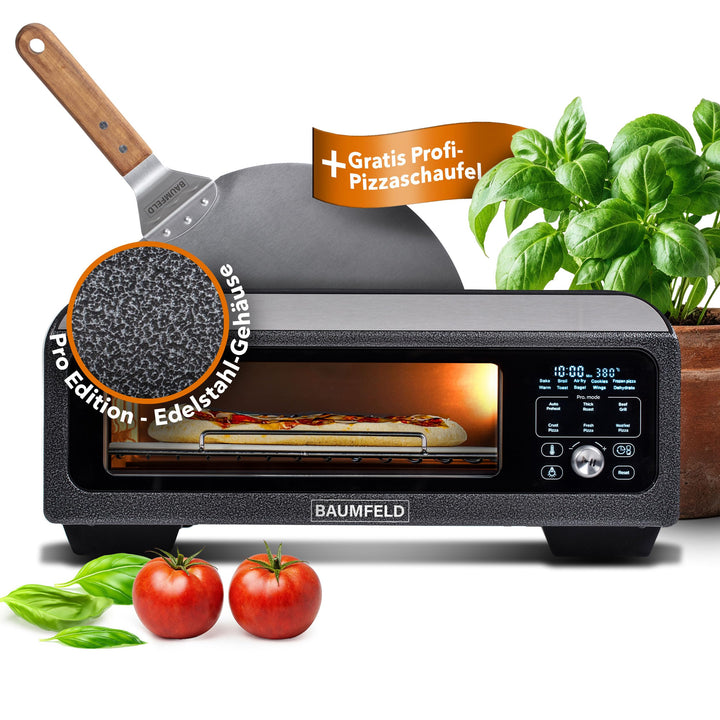 BAUMFELD PizzaAirfryer400 Pro - 12 in 1 Multifunktionsofen, Pizzaofen, 400 °C, tragbar, Grillen, Piz