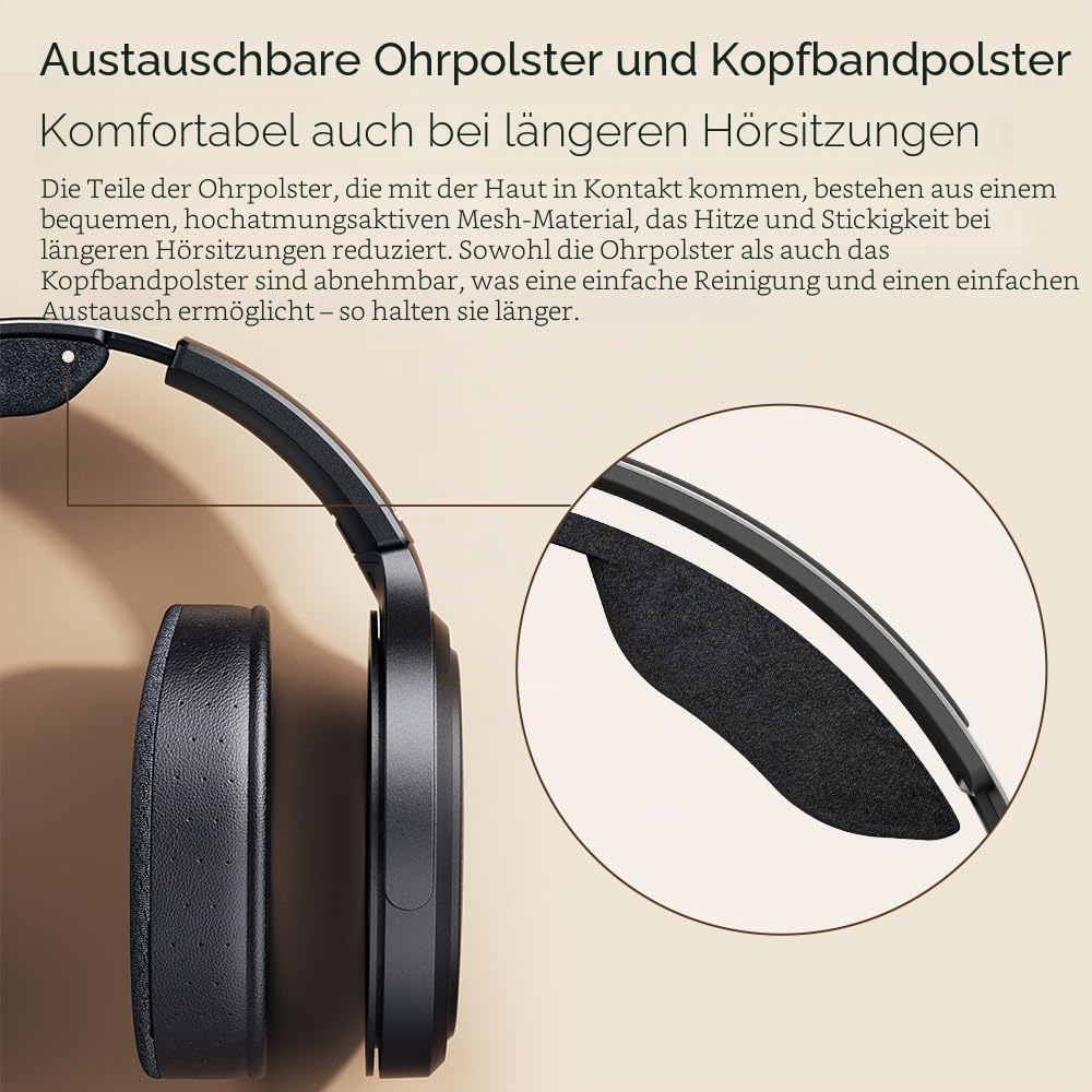 FiiO JT7 Over-Ear-Kopfhörer, planar, magnetisch, 95 x 86 mm, Planar-Treiber, 3 µm ultradünne Membran