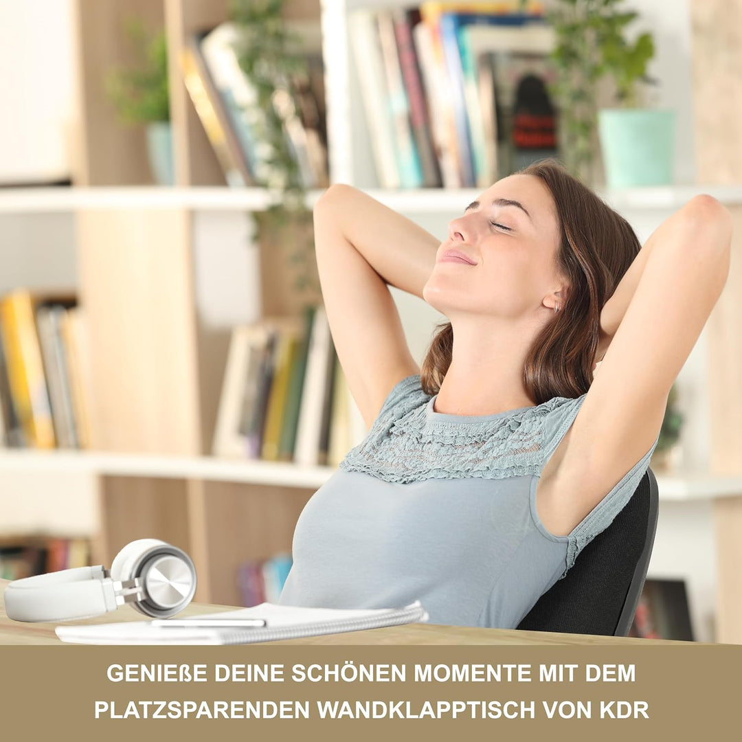 KDR Wandklapptisch 60x40 cm – Klapptisch zur Wandmontage, platzsparender Wandtisch, klappbarer Essti