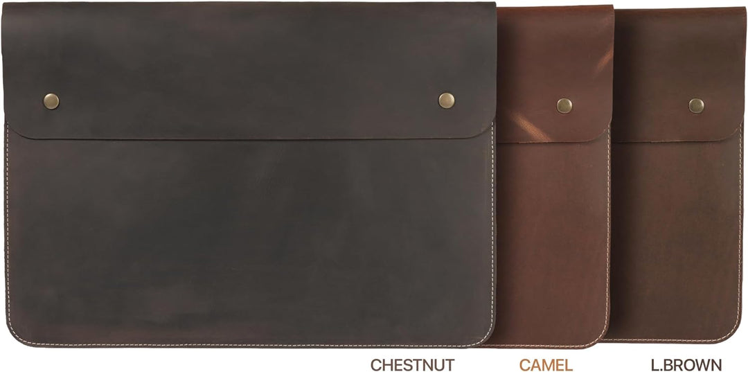 MegaGear Genuine Leather MacBook Bag for 15 & 16 Inch - Chestnut Chestnut 15-16 inches, Chestnut 15-