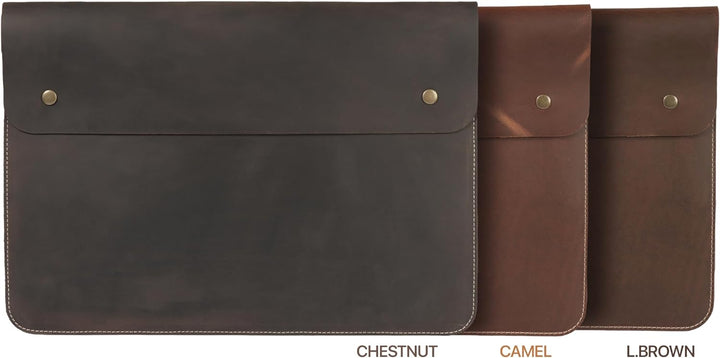 MegaGear Genuine Leather MacBook Bag for 15 & 16 Inch - Chestnut Chestnut 15-16 inches, Chestnut 15-