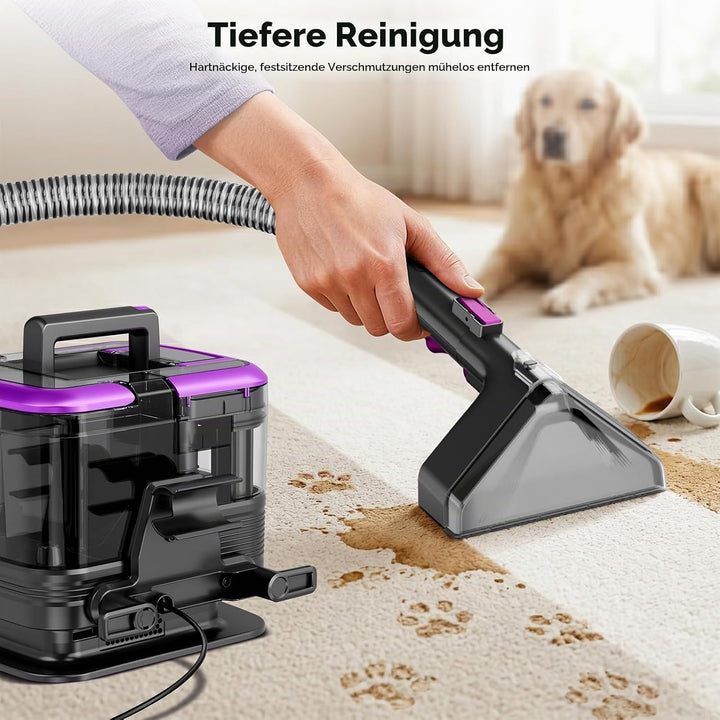 Waschsauger Polsterreiniger Gerät, 600W 21kPa Tragbarer Teppichreiniger Violett, Violett
