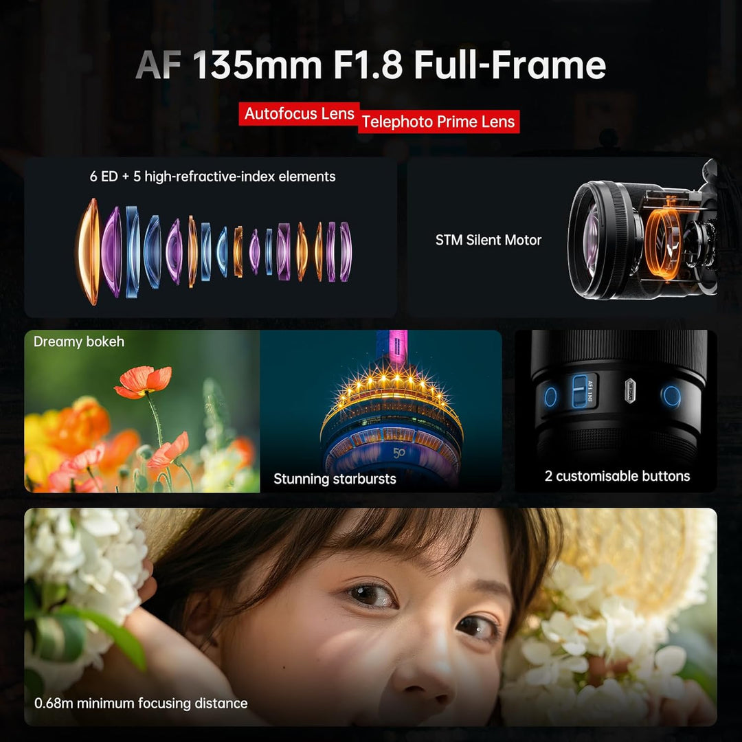 7artisans AF 135mm F1,8 Teleobjektiv für Nikon Z-Mount, Vollformat mit Autofokus, AF/MF, Festbrennwe