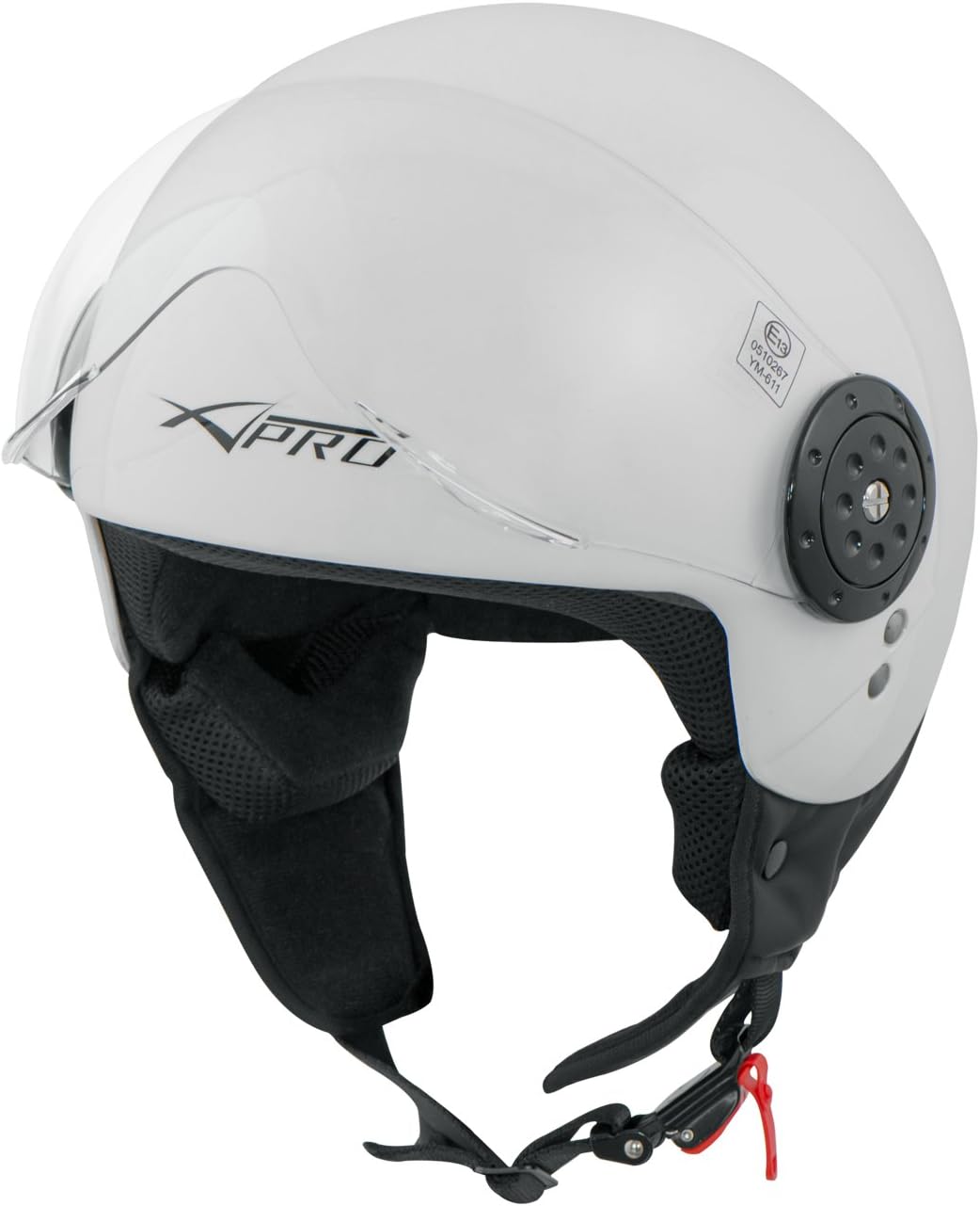 Motorradhelm Motorrad Roller Jet Demi Helm Scooter Homologiert Avio Visor Weiss XL 61 cm (XL) Weiss,