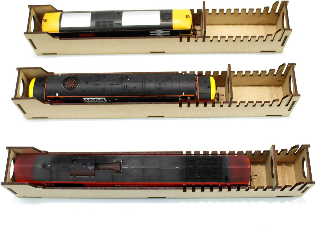 WWScenics Lagerbox für Loks &amp; Fahrzeuge | 10 Schubladen | Modellbahn Modellbau MDF Lokomotive Aufbew