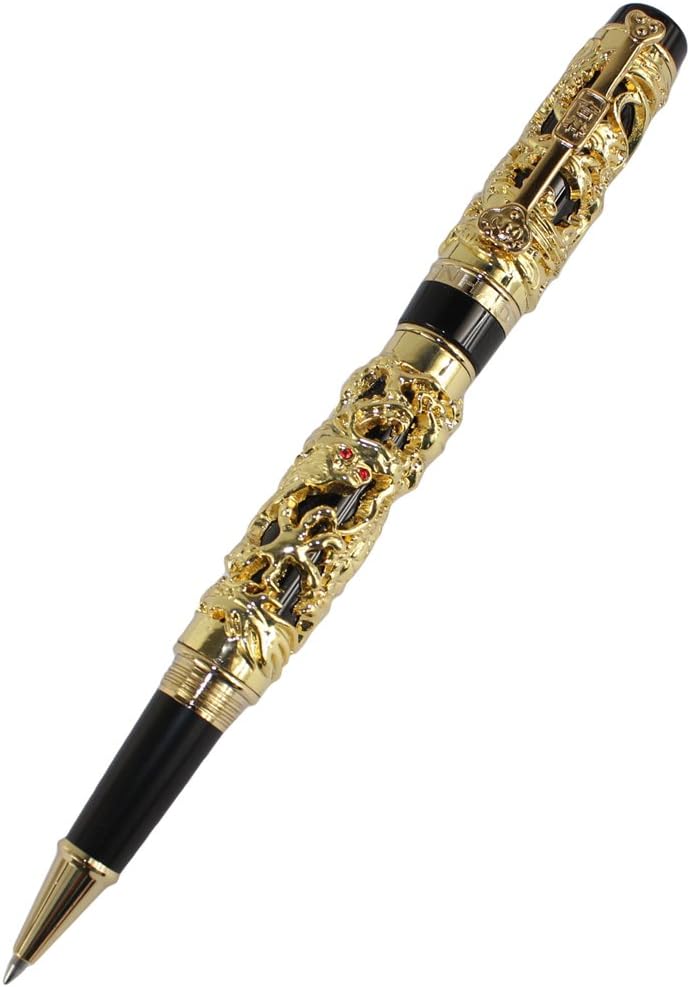 Gullor Sammler Luxus Rollerball Stift Drache und Phoenix schwarz und goldenen Stift balck and golden