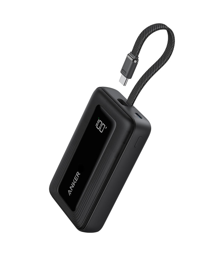 Anker Powerbank 20.000mAh 30W mit integriertem USB-C Kabel, High-Speed portables Ladegerät, 1 USB-C,