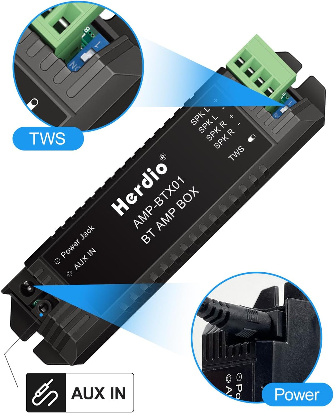 Herdio 2-Kanal Receiver System Bluetooth Home Audio AV-Receiver & -Verstärker für Passiv-Lautspreche