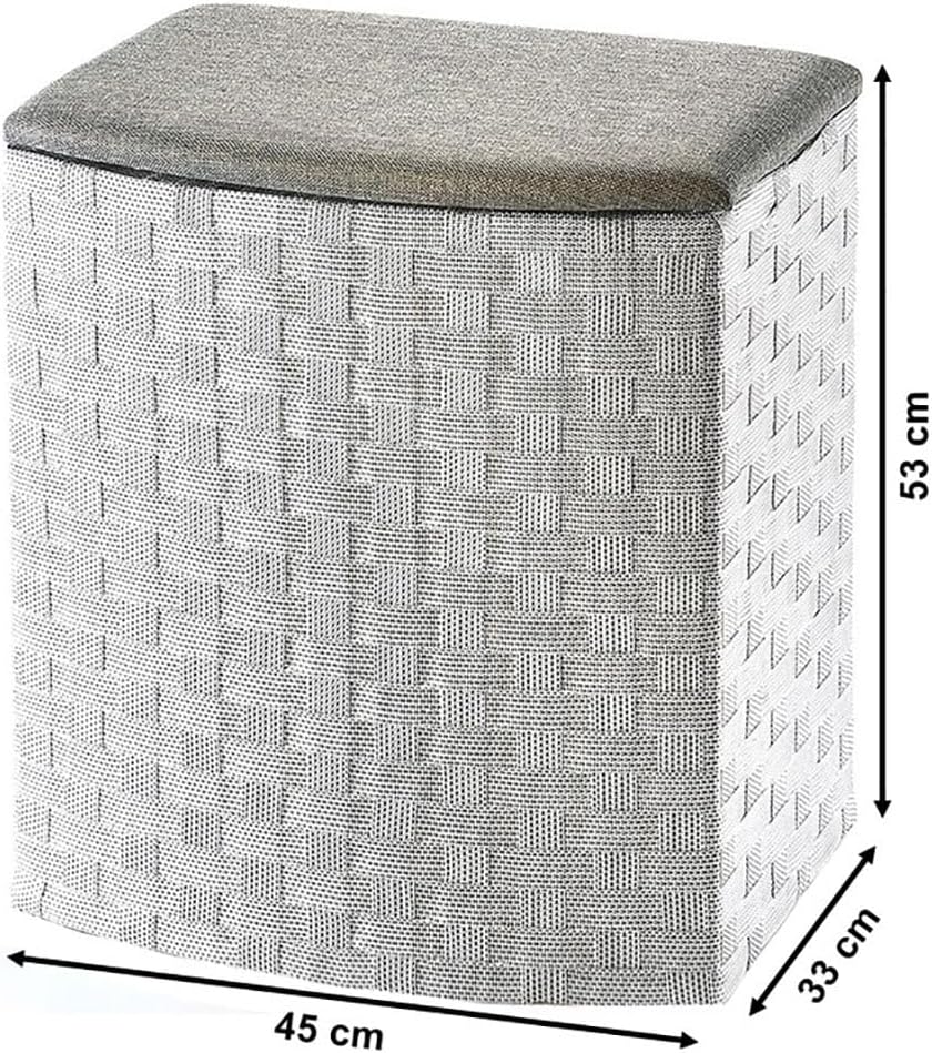 Kobolo Wäschebehälter aus Nylon | weiss/grau | 45x33x53 cm | robuster Wäschesammler | Wäschebox für