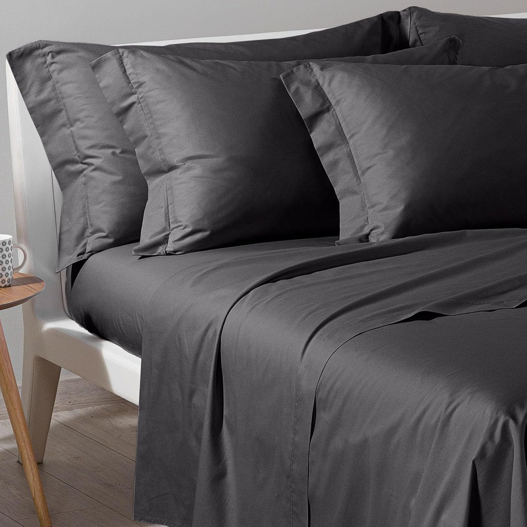 Caleffi - Bettwäsche-Set aus Baumwolle, einfarbig, für Doppelbett, Schwarz Re Schwarz, Re Schwarz