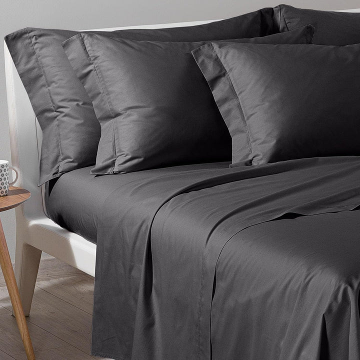 Caleffi - Bettwäsche-Set aus Baumwolle, einfarbig, für Doppelbett, Schwarz Re Schwarz, Re Schwarz