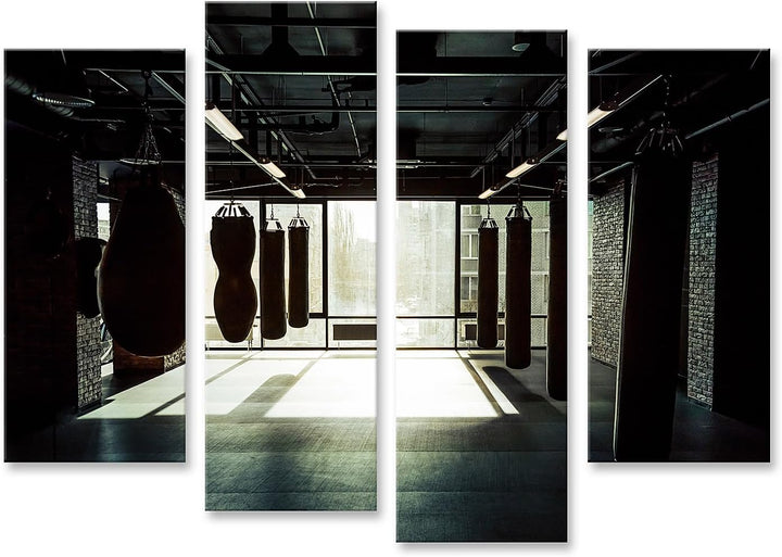 islandburner Bild auf Leinwand Fitnessstudio Mit Boxsäcken Dunkel Bilder Wandbilder Poster Leinwand