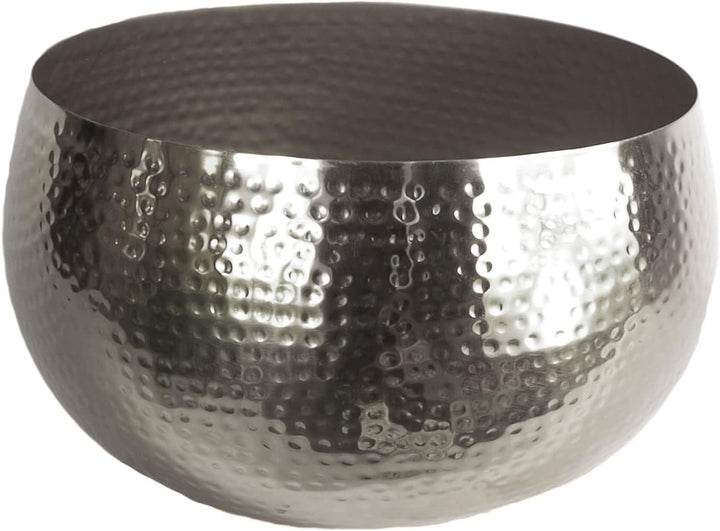 Leaf Pflanzkübel aus Metall, gehämmert, silberfarben, gerader Rand, 32 x 20 cm, Silber, 30cm x 20cm