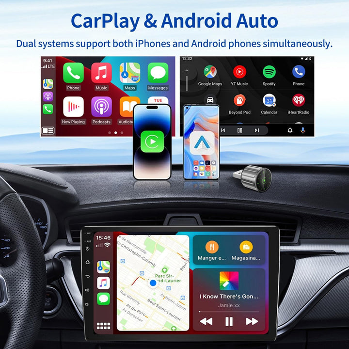 2-in-1 Wireless CarPlay & Android Auto Adapter, Superschnelle Konvertieren Wired CarPlay to Wireless