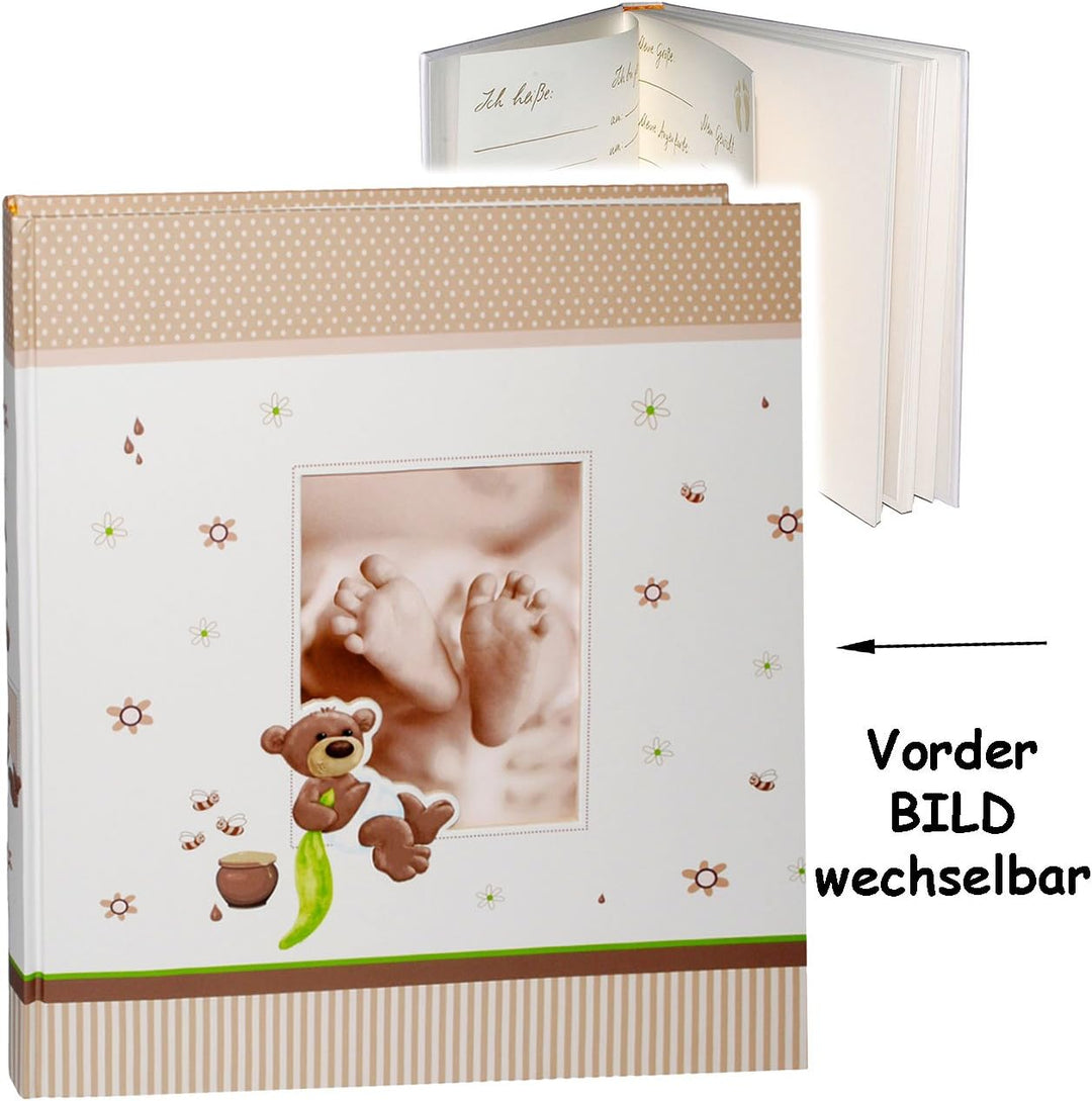 alles-meine.de GmbH XL - grosses Fotoalbum - süsser Teddy Bär &amp; Babyfüsse__ mit austauschbaren Vorde