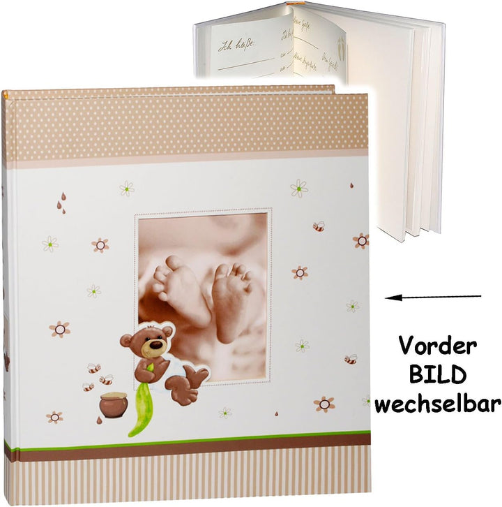 alles-meine.de GmbH XL - grosses Fotoalbum - süsser Teddy Bär &amp; Babyfüsse__ mit austauschbaren Vorde