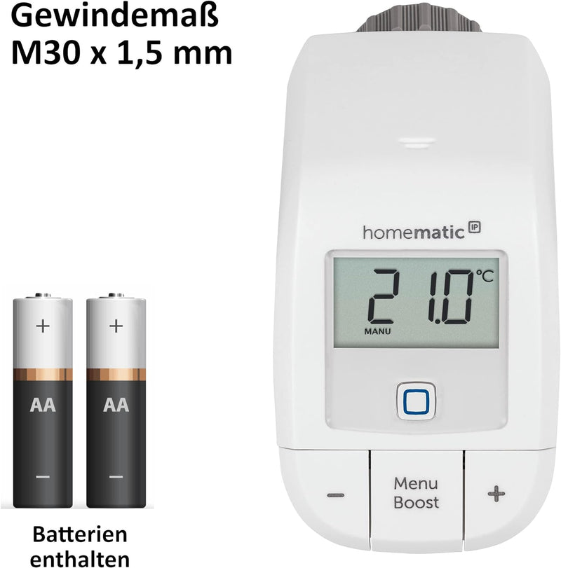 Homematic IP Funk Smart Home Heizungssteuerung Komplettpaket für 4 Heizkörper mit kostenloser Smartp