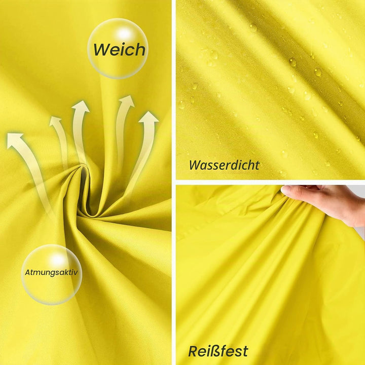 LAMA Stilvoller langer Regenmantel Unisex Regenponcho mit Wasserdichte Pattentasche Kapuze Tunnelzug