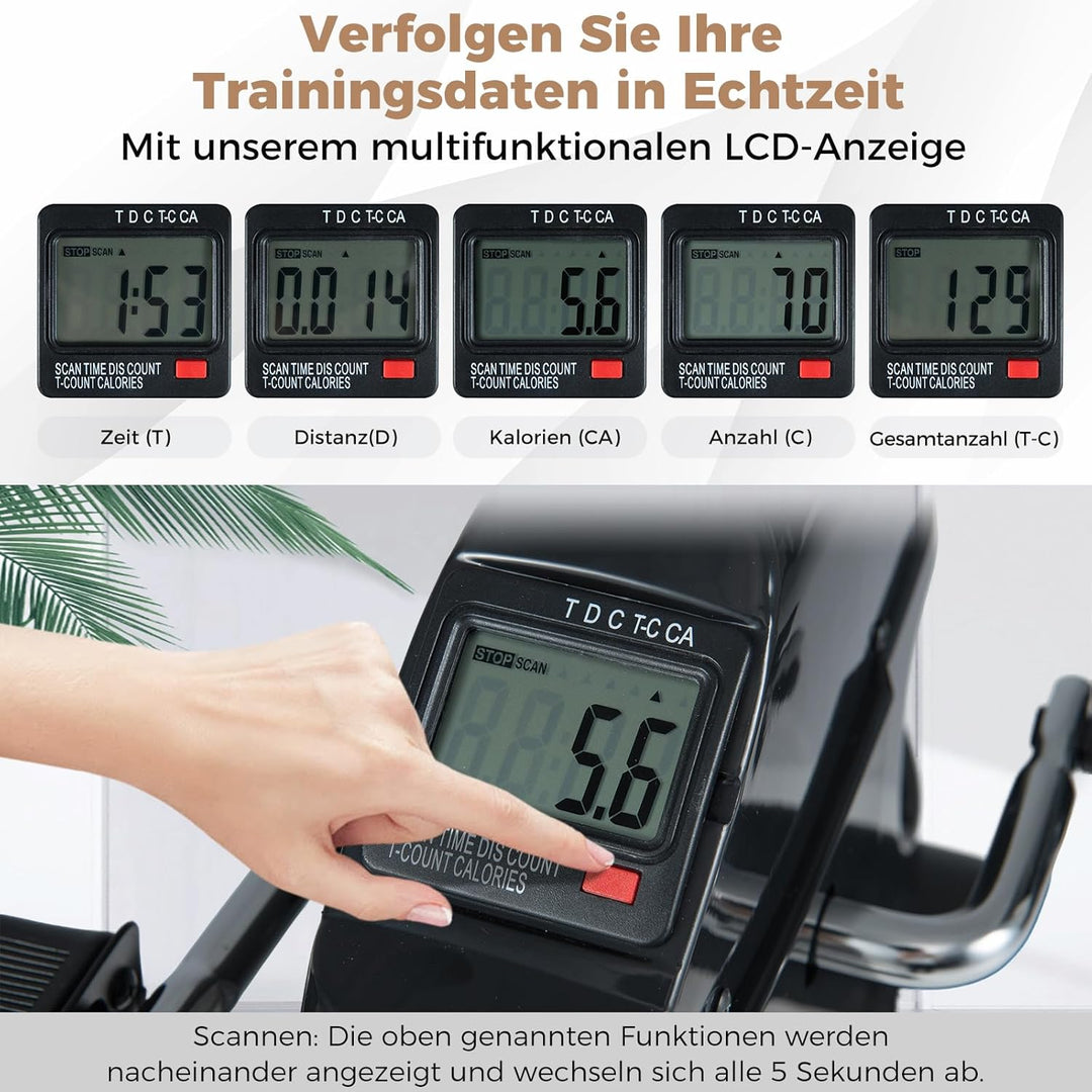 COSTWAY Pedaltrainer für Senioren, Arm und Beintrainer unter dem Schreibtisch, Heimtrainer mit verst