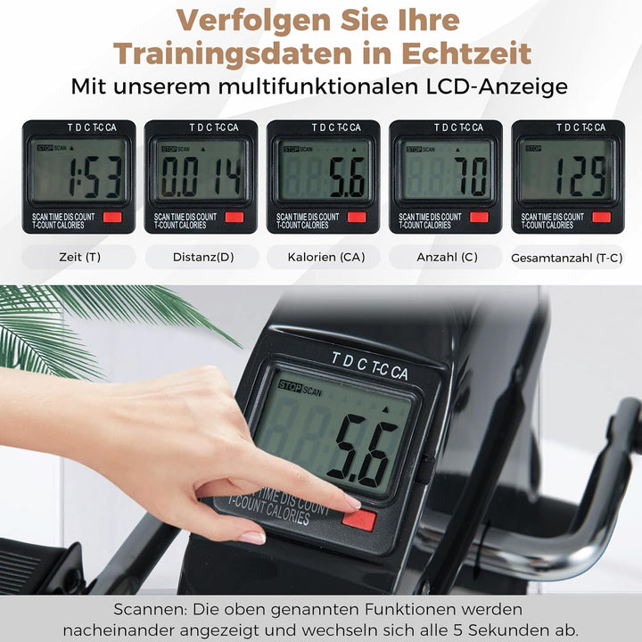 COSTWAY Pedaltrainer für Senioren, Arm und Beintrainer unter dem Schreibtisch, Heimtrainer mit verst