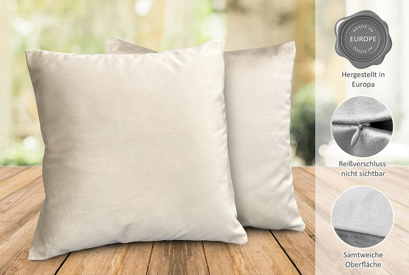 BEAUTEX Lea Samt Kissenhüllen 2er Set, Premium Kissenbezug, Sofa- und Dekokissen, Grösse und Farbe w