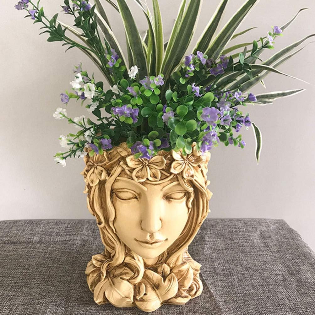 YARNOW Gesicht Pflanzer Aus Kunstharz Flowerpot Mit Weiblichem Design Sukkulenten-blumentopf Für Hei