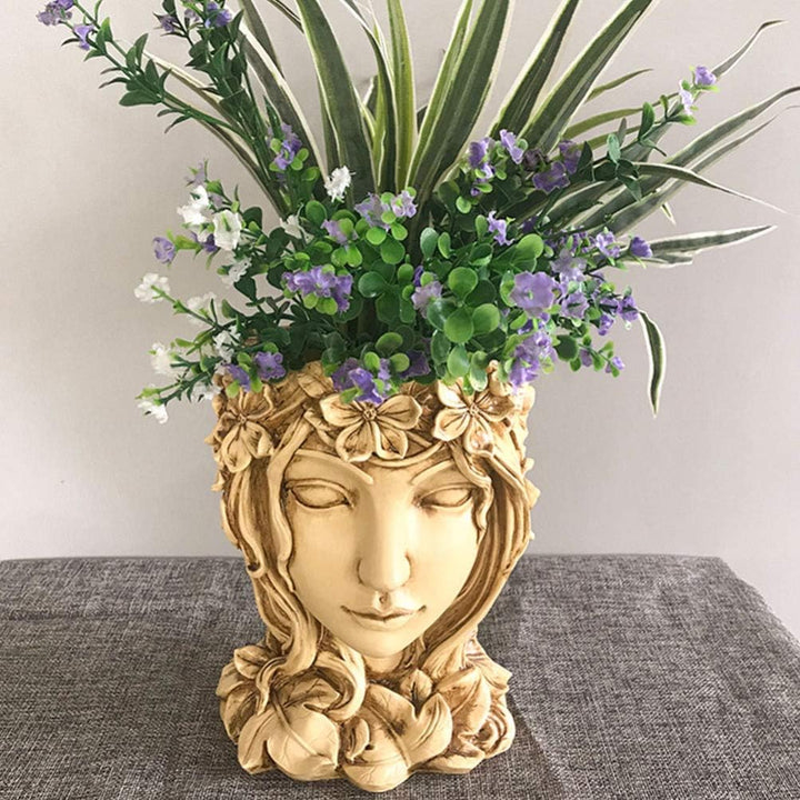 YARNOW Gesicht Pflanzer Aus Kunstharz Flowerpot Mit Weiblichem Design Sukkulenten-blumentopf Für Hei