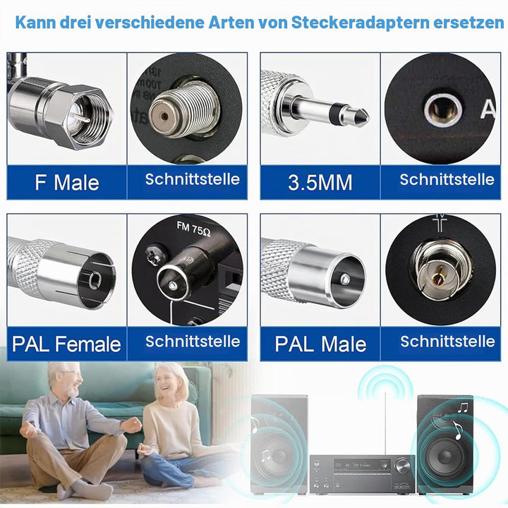 Dab Antenne, Fm Dipolantenne, Radio Antenne Mit 3m Verlängerungskabel, Digitale Teleskopantenne Für
