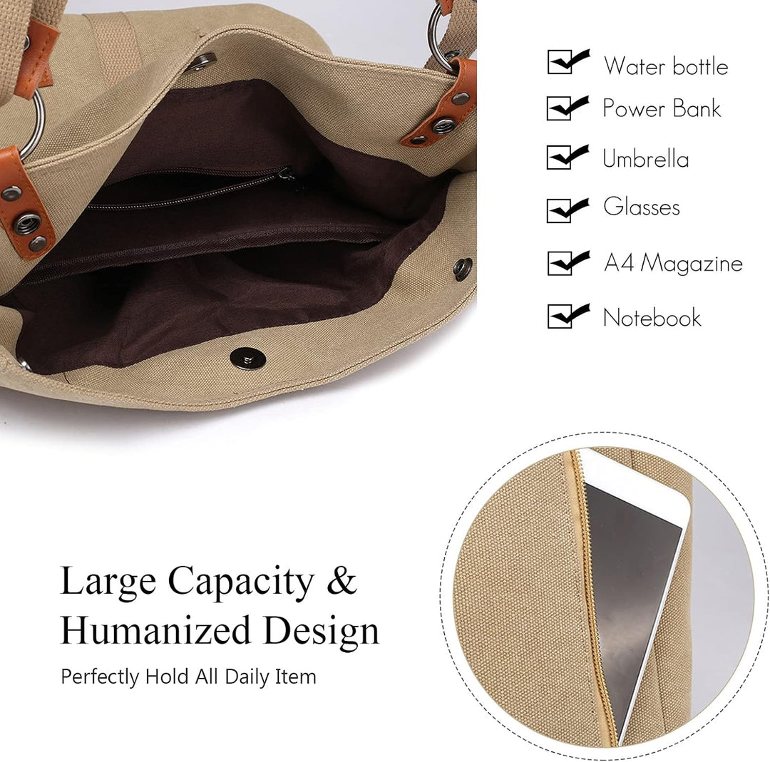 FANDARE Handtasche Damen Umhängetaschen Canvas Schultertasche Rucksack Strandtasche Schultertasche f