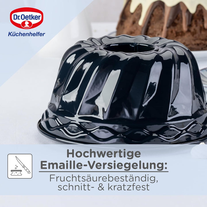 Dr. Oetker Guglhupf Backform Ø 22 cm Back-Liebe Emaille – Schnitt- & Kratzfeste Gugelhupf Form mit E
