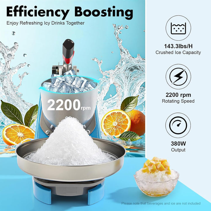 Elektrischer Ice Crusher, Edelstahl Eiszerkleinerer Crusheisbereiter, Kapazität von zerstossenem Eis