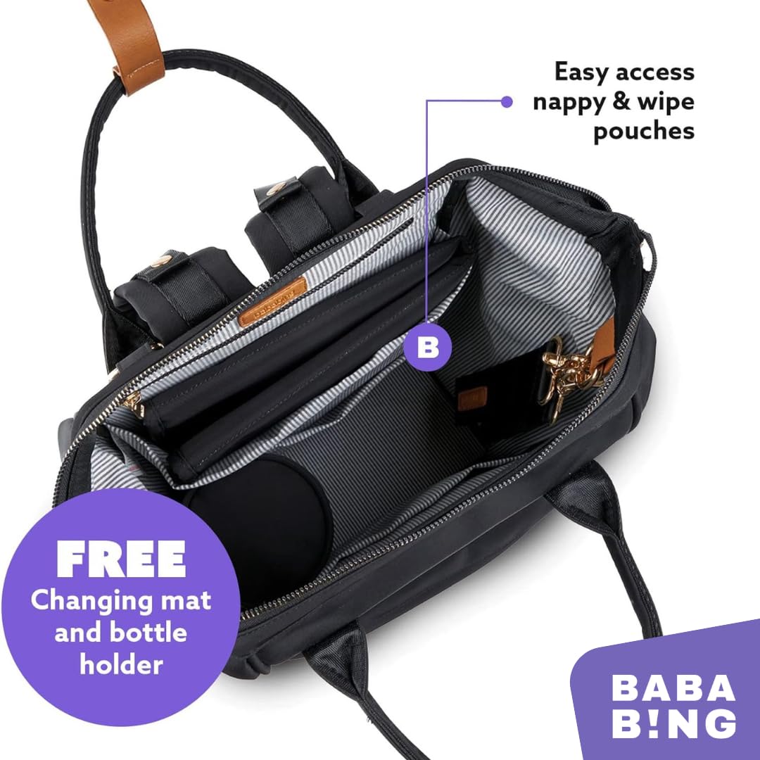 BabaBing! Mani Rucksack Veganes Leder Blush, Schwarz, Einheitsgrösse, Zeitgenössisch, Schwarz
