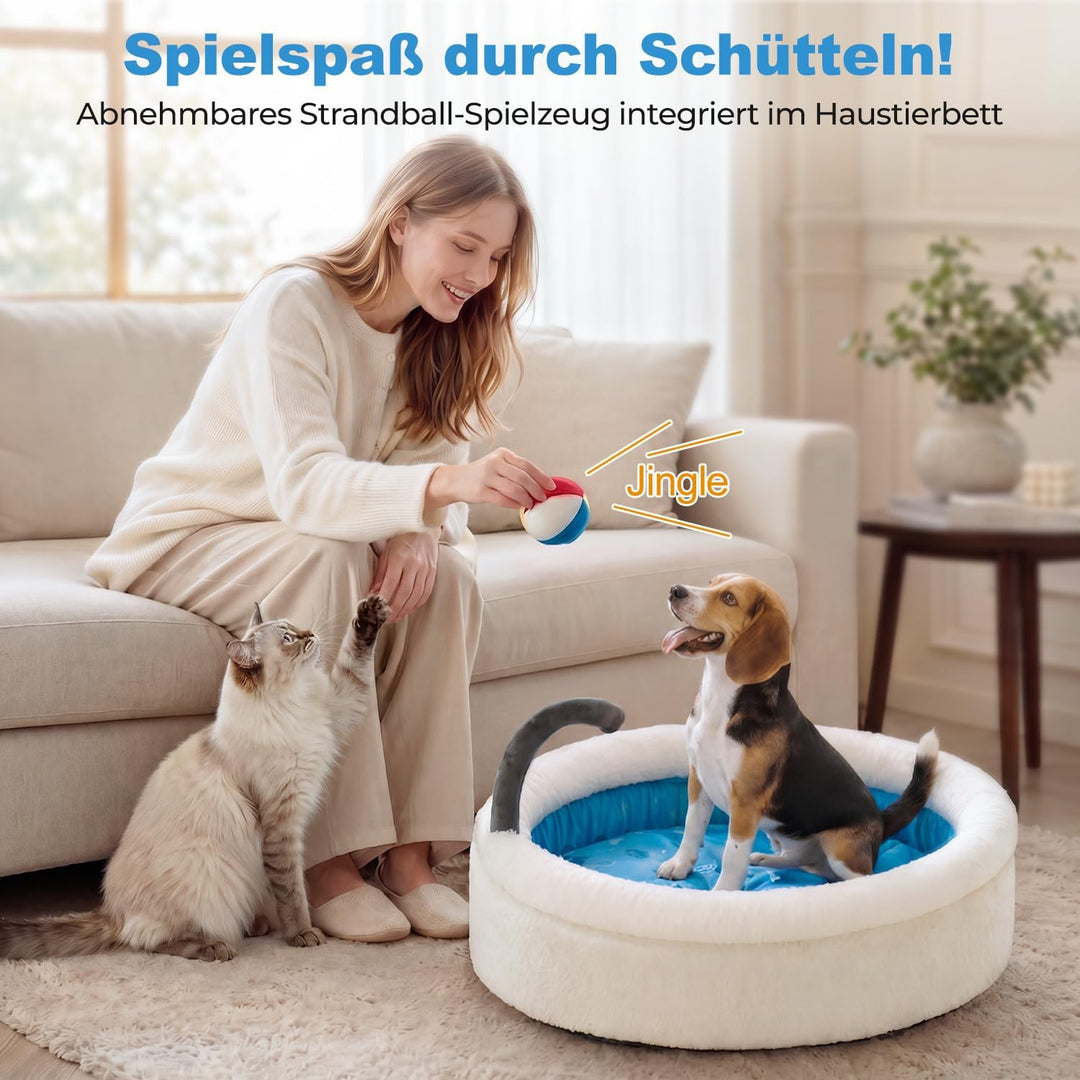 Katzenbett Katzenkissen, Hundebett Kleine Hunde, 58x40x18cm | Badewanne-Korb mit Hohem Rand, Flausch