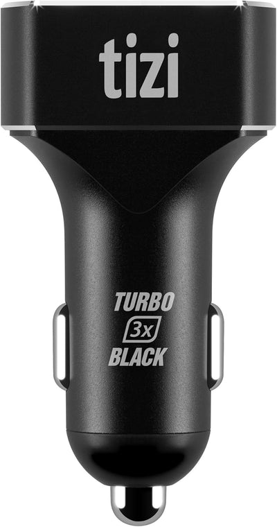 tizi Turbo 3X Black Premium Edition (7,2A), zuverlässiges 3-Fach USB-Auto-Ladegerät mit hochwertigem