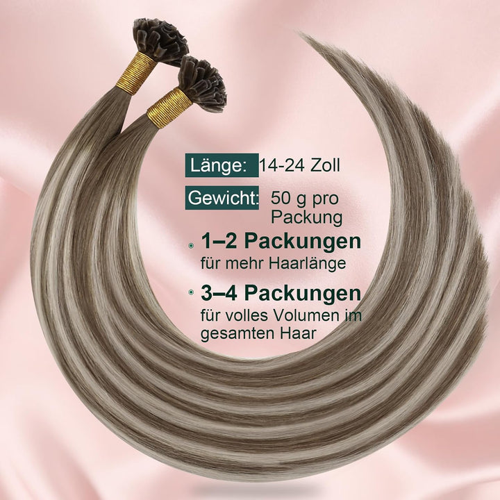 Easyouth Extension Echthaar Bondings Balayage Blond Echthaar Bondings Extensions Mittelbraun Ombre P