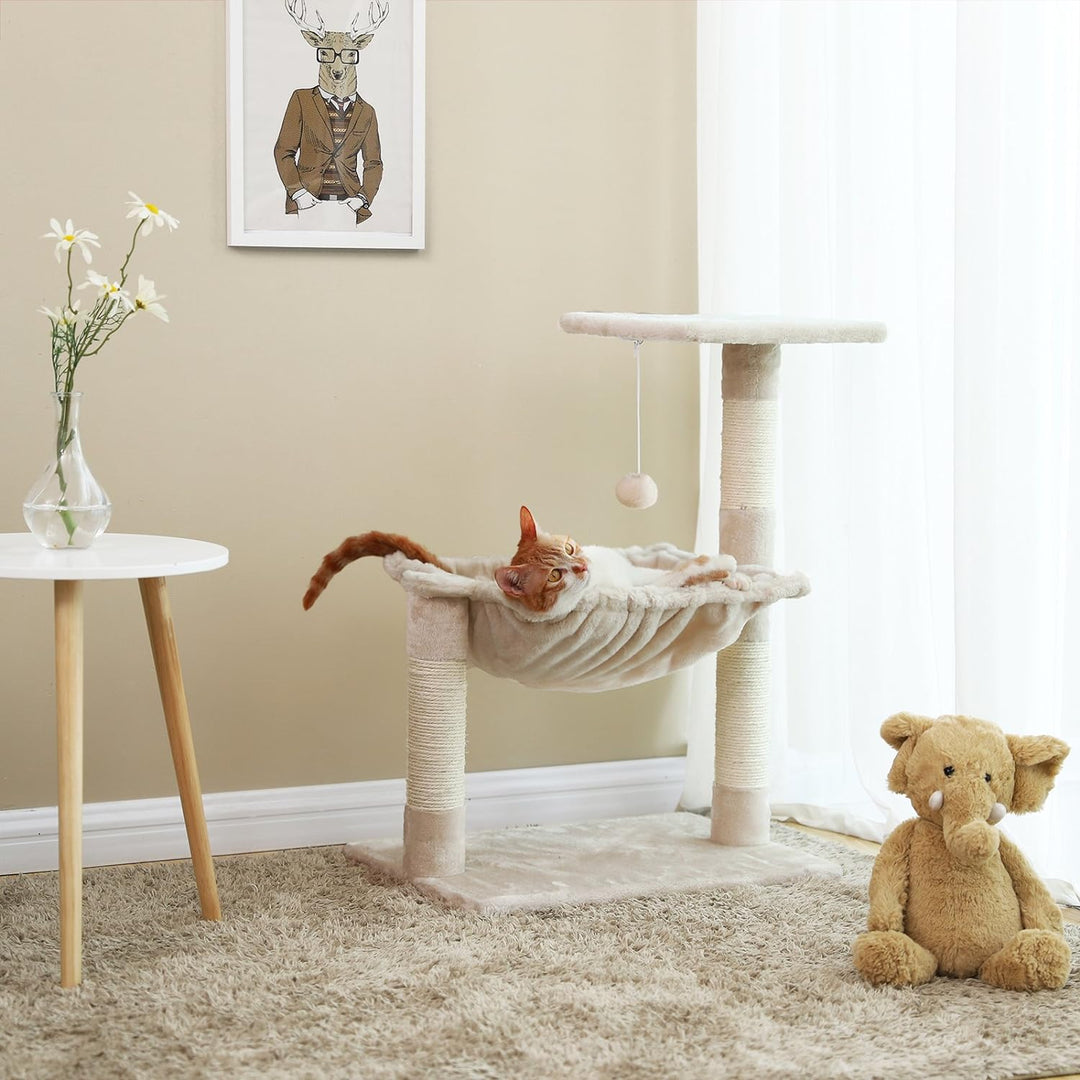 Feandrea Kletterbaum Kratzbaum mit Liegemulde 70 cm PCT82M Beige 50L x 50B x 70H cm, Beige 50L x 50B