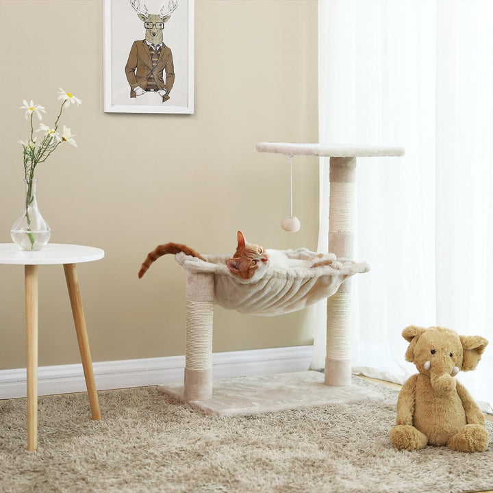 Feandrea Kletterbaum Kratzbaum mit Liegemulde 70 cm PCT82M Beige 50L x 50B x 70H cm, Beige 50L x 50B