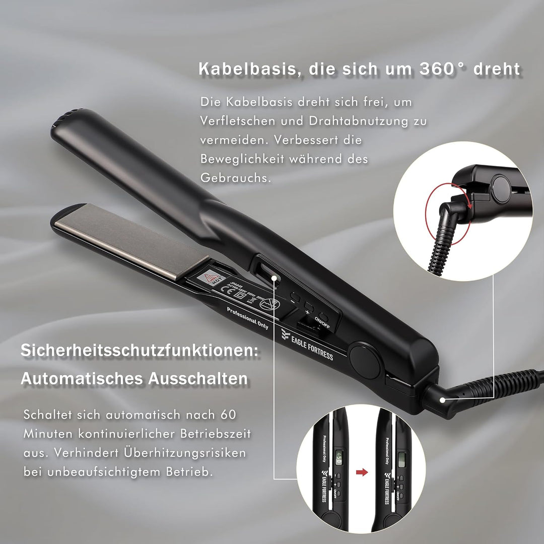 EAGLE FORTRESS Professionelles 2-in-1 Glätteisen mit Keramikplatten | Professionelles Styling-Tool,