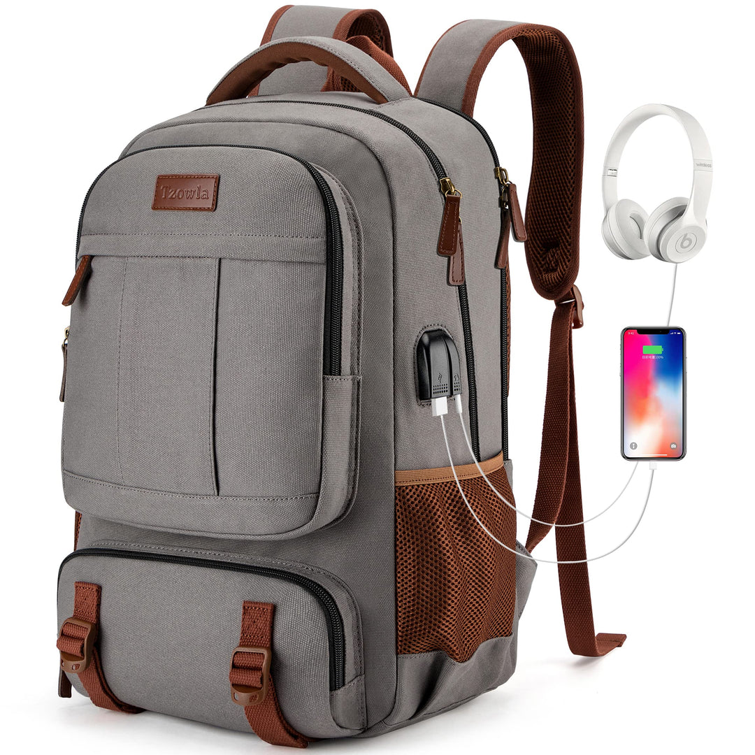 Tzowla Canvas Laptop Rucksack aus Segeltuch,Reise Backpack Tasche Herren und Damen,Arbeit Reiserucks