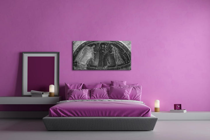 Historische Architektur des Christentums Panorama 80x40 cm Effekt: Schwarz/Weiss als Leinwandbild, M
