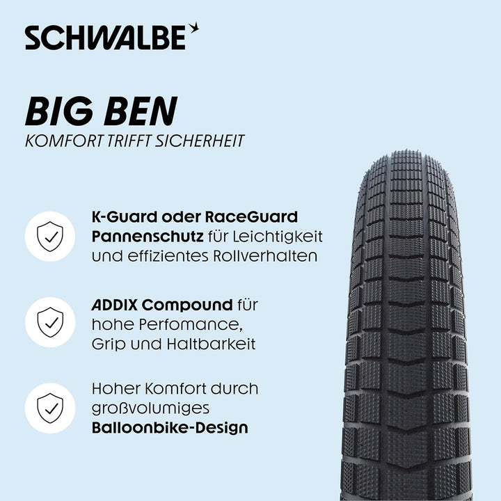 Schwalbe Big Ben Fahrradreifen Reflex schwarz, 28 x 2.00, 11100567 28 x 2.00" 50-622 Schwarz, 28 x 2
