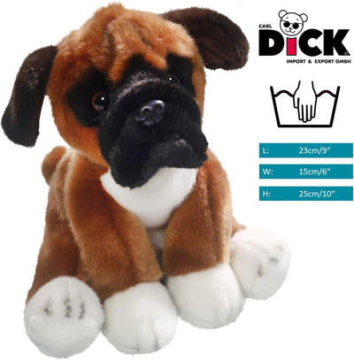 Carl Dick Boxer Hund, Plüschtier, Kuscheltier ca. 25cm 3344 Bo - Braun-schwarz-weiss, Bo - Braun-sch