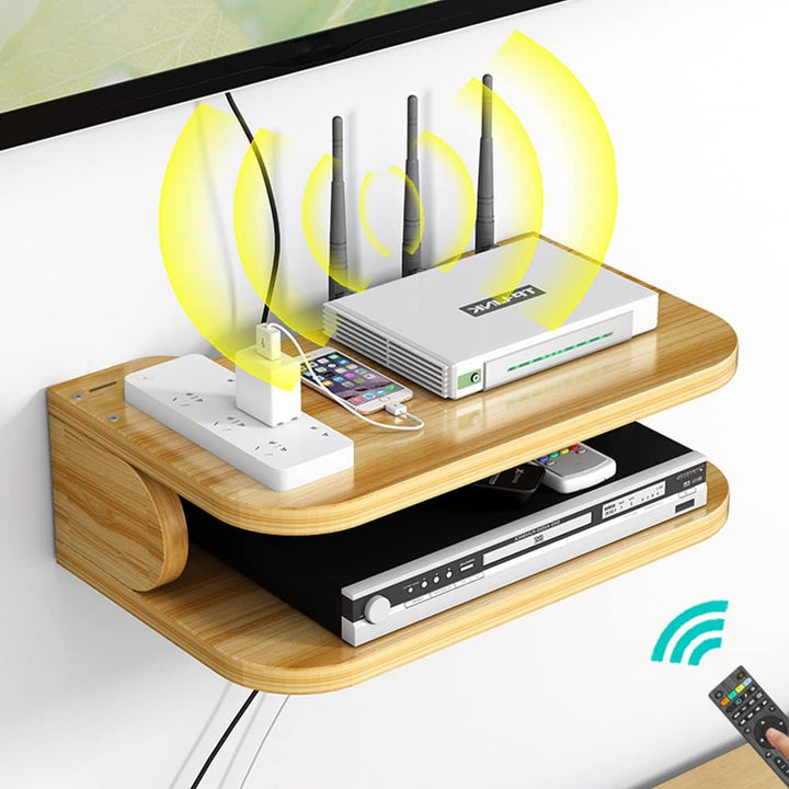 Hggzeg WiFi Router Aufbewahrungsbox Schwebende Regale TV Set-Top-Rack, Wandmontage mehrschichtige Ka