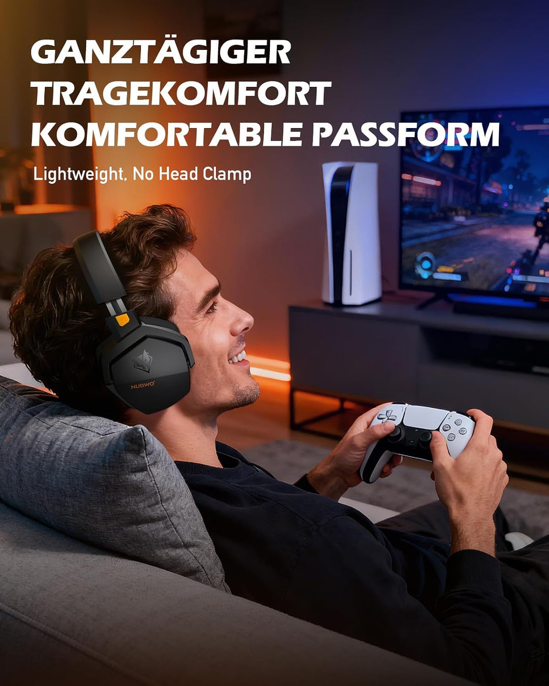 NUBWO G06 Wireless Gaming Headset für PS5, PS4, PC, Rauschunterdrückung über Ohr-Gaming-Kopfhörer mi